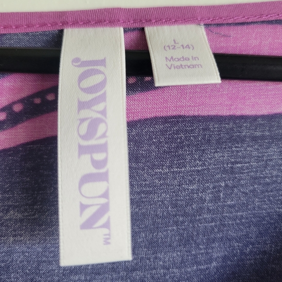 JoySpun Size Large Cheetah Bathing Suit Cover Up Navy & Purple - Picture 6 of 9